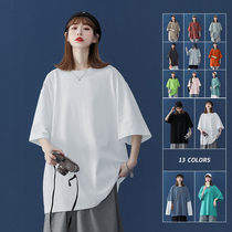 Candy Color T-Shirt Woman 2021 New Summer Pure Cotton Short Sleeve Loose Chic Harbor Flavor