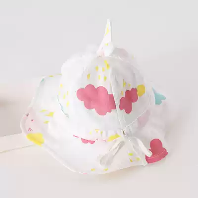  Baby hat summer thin sunscreen hat sun hat female baby princess breathable fisherman hat adjustable cotton