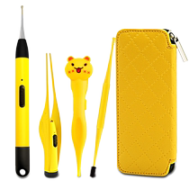 Glowing tweezers for children to pick out ears with light on the head ear spoon for infants and young children soft and hard dual-use visual ear picking tool
