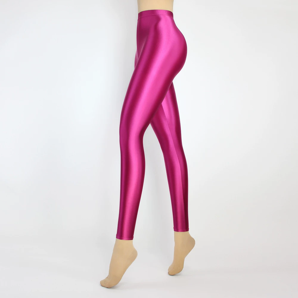 Elastic silky leggings, high waist
