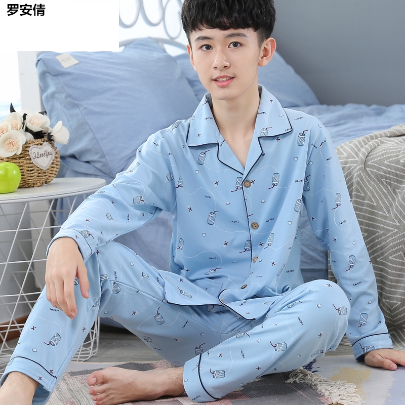 học sinh trung học cơ sở 13-15 tuổi Xuân Thu học sinh cao quần áo nhà bộ tuổi teen 2020 pajama chàng trai.