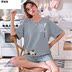 Pajama womens quần short cotton mùa hè thiết lập phiên bản Hàn Quốc dễ thương phim hoạt hình lớn quần áo đang nhà mùa hè hai mảnh bộ. 