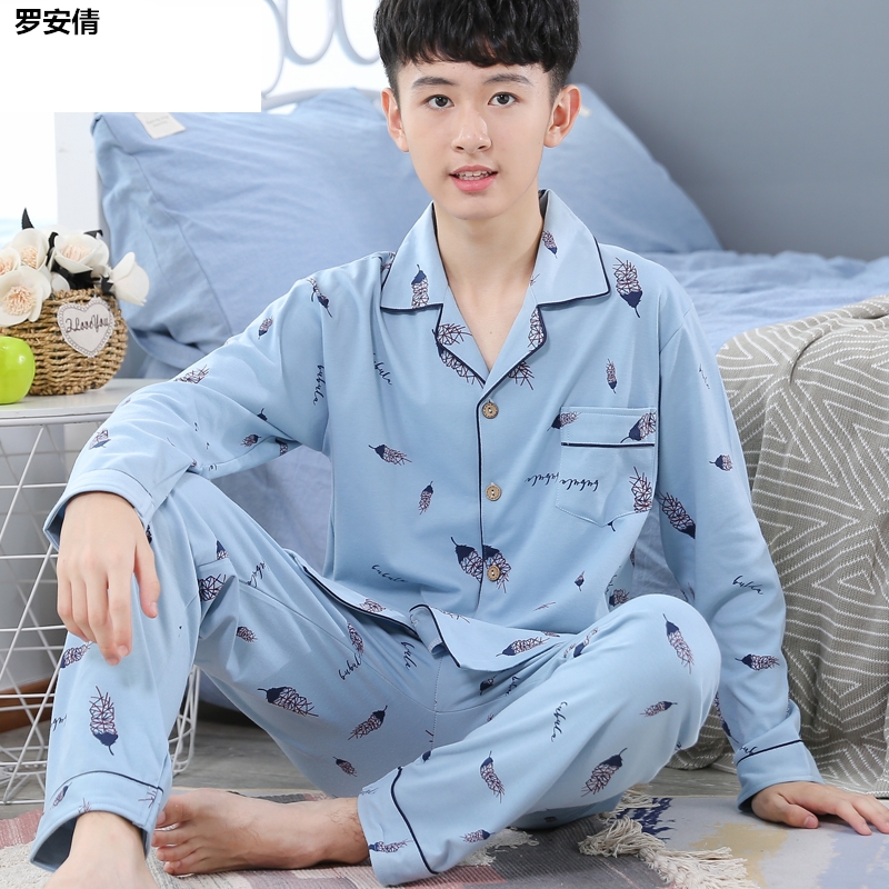 học sinh trung học cơ sở 13-15 tuổi Xuân Thu học sinh cao quần áo nhà bộ tuổi teen 2020 pajama chàng trai.