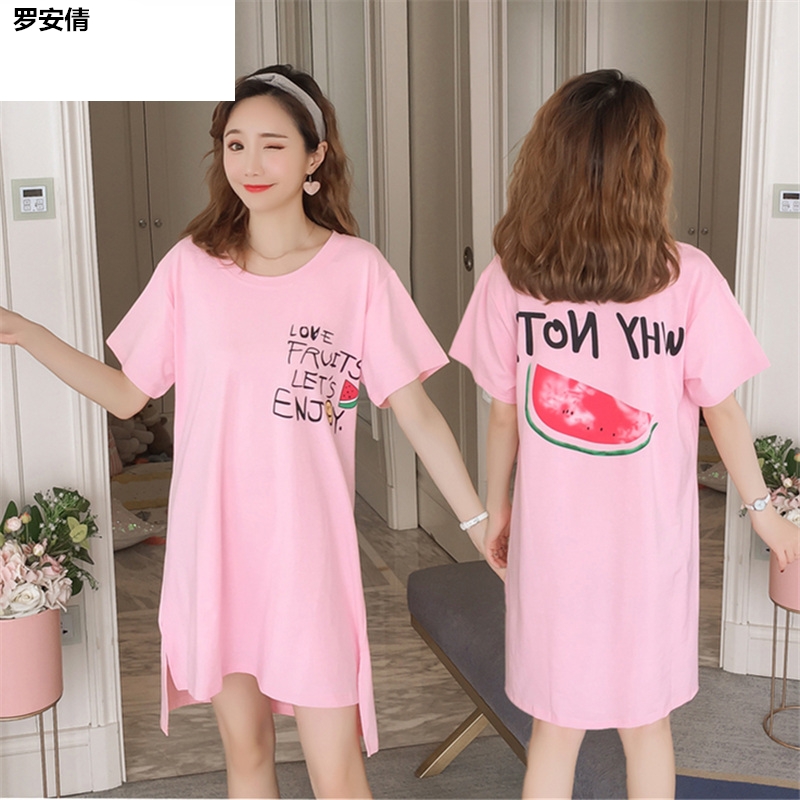 . Teen chiếc váy mùa hè đồ ngủ ngắn tay mùa xuân sinh viên mỏng ngọt ngào dễ thương lỏng lẻo có thể mặc bộ đồ ngủ bên ngoài nhà.