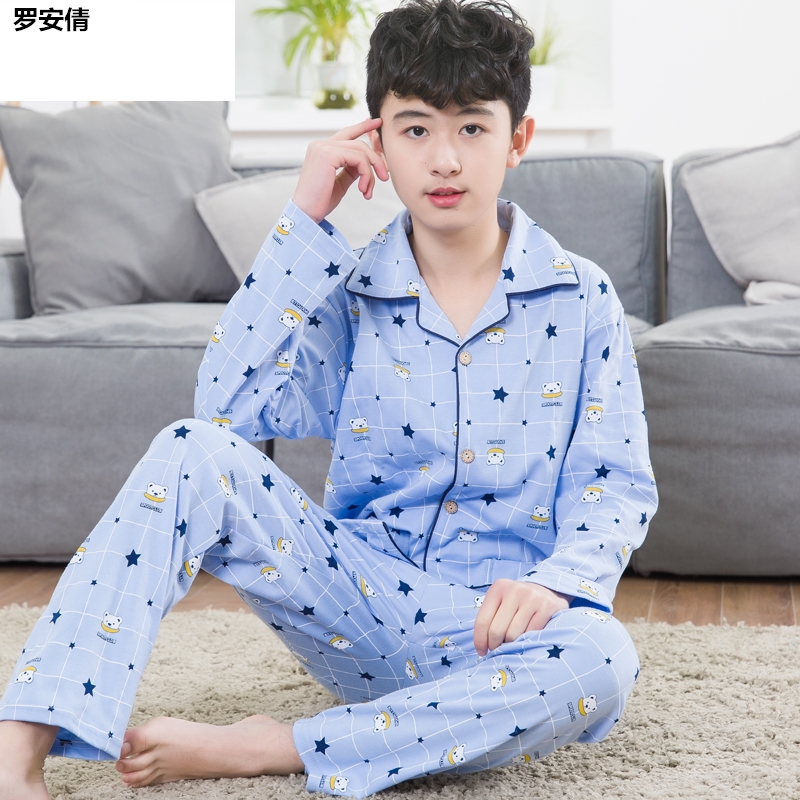 học sinh trung học cơ sở 13-15 tuổi Xuân Thu học sinh cao quần áo nhà bộ tuổi teen 2020 pajama chàng trai.