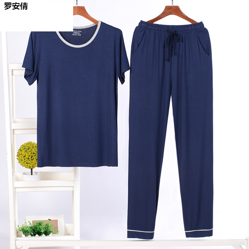 Mens mùa hè vòng mỏng Modale quần ngắn tay nhà phù hợp có thể bên ngoài mòn trong một bộ đồ pajama.