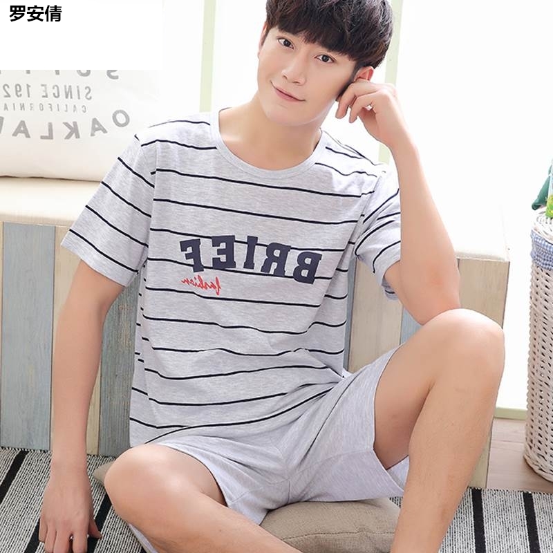 Z.2020 Summer Pyjama bông Mens Summer Mens Casual Quần soóc mùa hè ngắn tay áo Mens Home Mang Set.