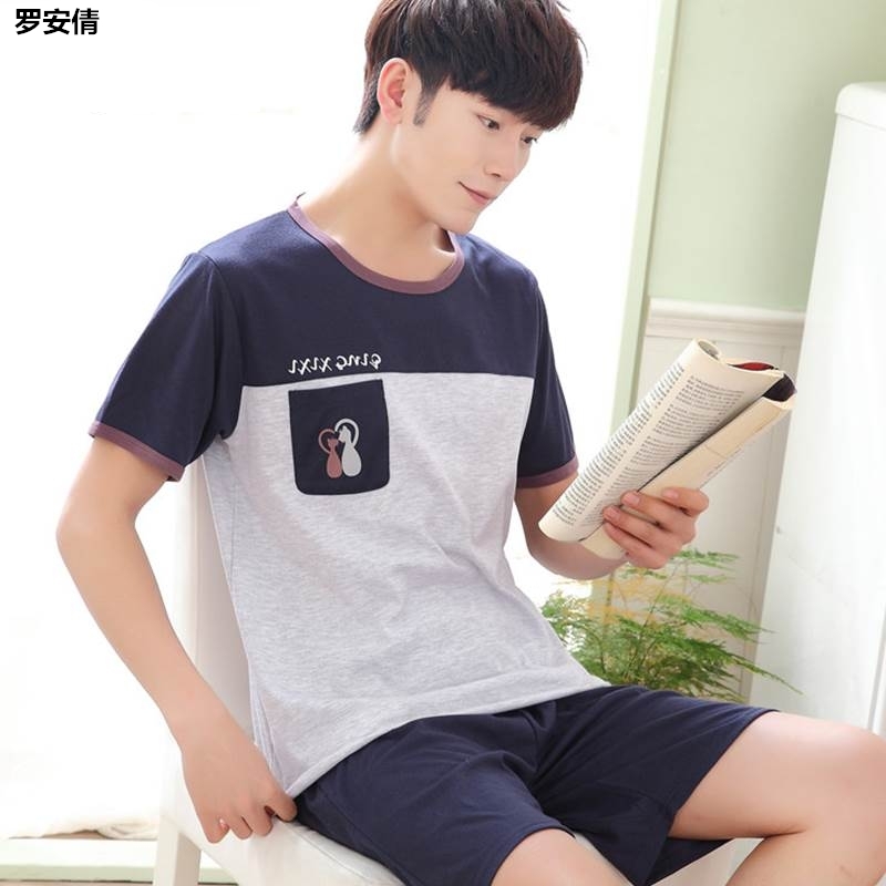 Z.2020 Summer Pyjama bông Mens Summer Mens Casual Quần soóc mùa hè ngắn tay áo Mens Home Mang Set.