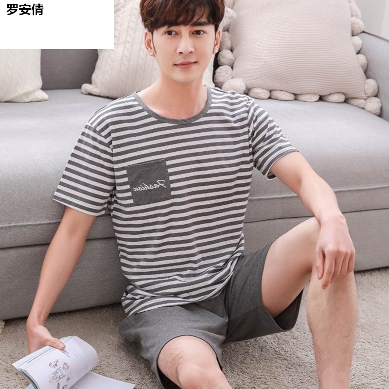 Z.2020 Summer Pyjama bông Mens Summer Mens Casual Quần soóc mùa hè ngắn tay áo Mens Home Mang Set.