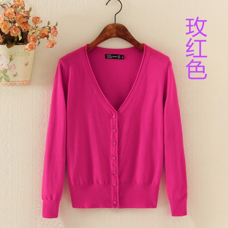 Mỏng đan áo điều hòa nhiệt độ ngắn dài tay mùa xuân và mùa thu mặc V-cổ phụ nữ cardigan của bên ngoài phiên bản Hàn Quốc của chiếc áo khoác nhỏ kim thân dệt.