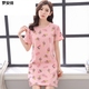 Mùa hè phụ nữ váy cotton ngủ bông dễ thương phụ nữ pajama symmy mùa hè ngắn tay giữa váy Hàn Quốc phiên bản phim hoạt hình lỏng lẻo về nhà quần áo.