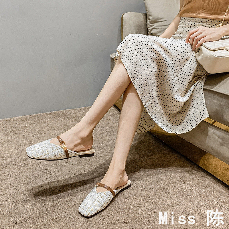 Baotou half slippers wore summer 2022 new Battley Muller shoes with a flat sole single shoe woman