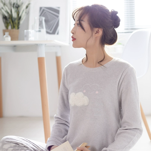 Демисезонная пижама, комплект, круглый воротник, большой размер, свободный крой