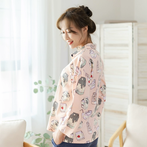 Хлопковая пижама, осенний хлопковый лонгслив для школьников, милый мультяшный комплект