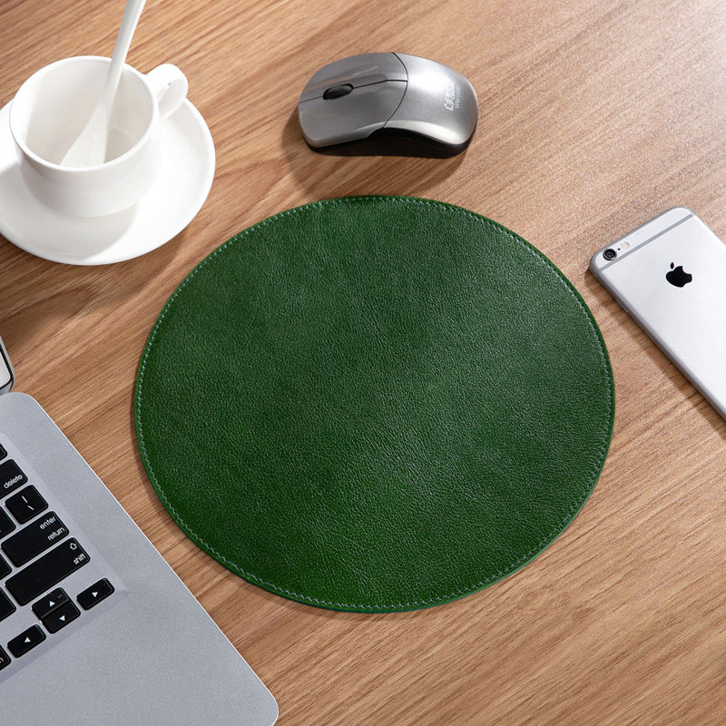 The first layer of cowhide mouse pad round leather pad Leather computer leather pad Oversized mouse pad can be customized simple leather table pad