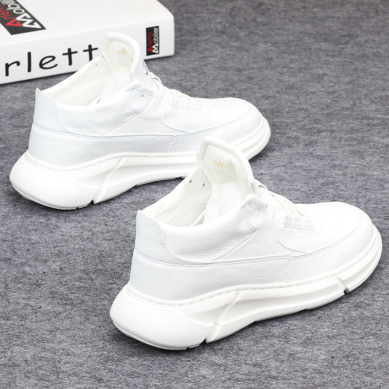 White high-help shoes men leather sports leisure new sneakers in men with high-Han edition of small white shoes
