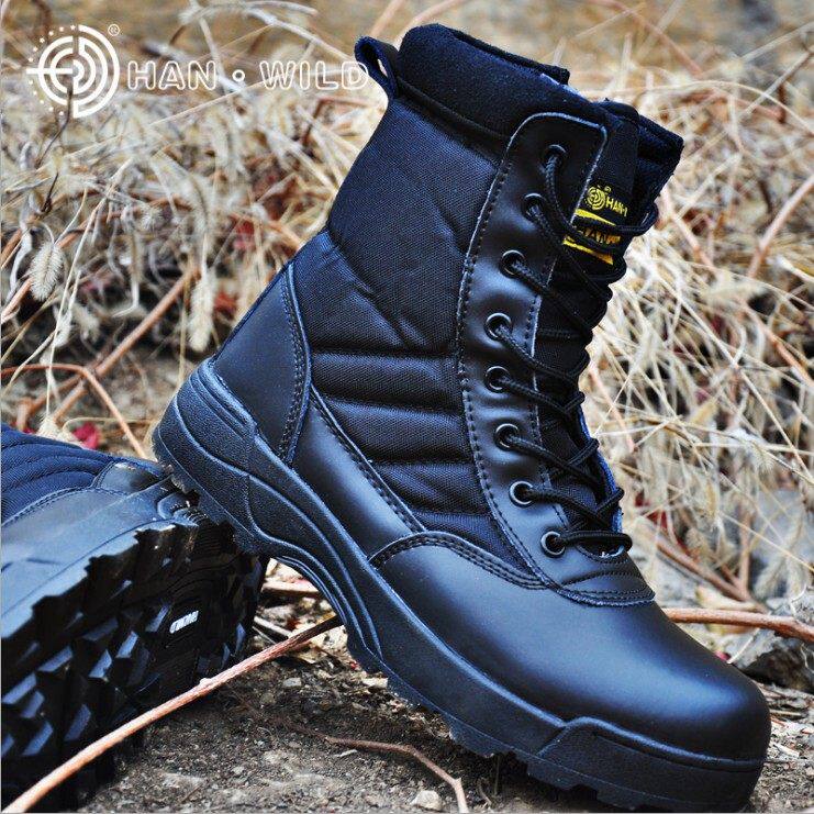 Spring Autumn Combat Training Boots Men's Side Laced New Land War Boots Male High Cylinder Super Light Breathable Outdoor Tactical Boots Military Training Shoes