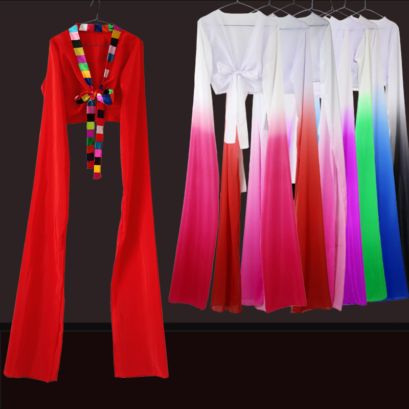 女性用ウォータースリーブトップ 景洪ダンス衣装 古典舞踊袖振りトレーニング衣装 オペラ チベット子供用袖パフォーマンス衣装