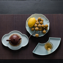 Di Ruibao ceramic pot bearing Japanese round tea bearing square dry bubble plate celadon plate ceramic pot supporting fruit large flat plate