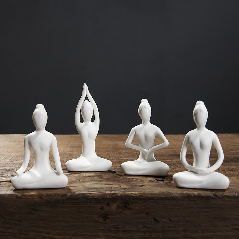 White porcelain yoga tea pet can raise fine ornaments creative fortune tea art tea pet tea tea table Zen tea set accessories