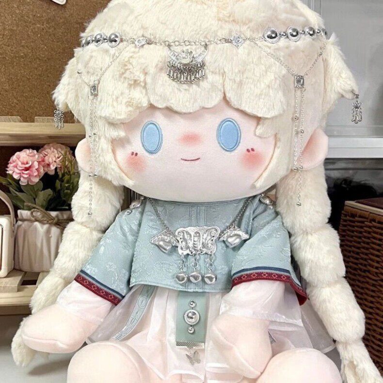 棉花娃娃/毛绒玩具娃衣 40cm棉花娃娃可换装奶豆裸娃加汉服套装 新年节庆毛绒娃娃礼物 0001