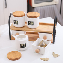 Ceramic seasoning box Home Kitchen Adjustable Shelf Taste Jar seasoning jar Spiced Jar Salt Jars Glass Sauce