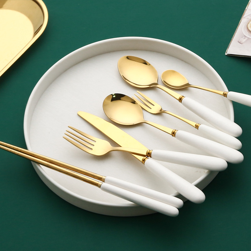 Nordic Household Personality Western Food Tableware Net Red INS Steak Knife Fork Spoon Dessert Spoon Fruit Fork Full Set Combination