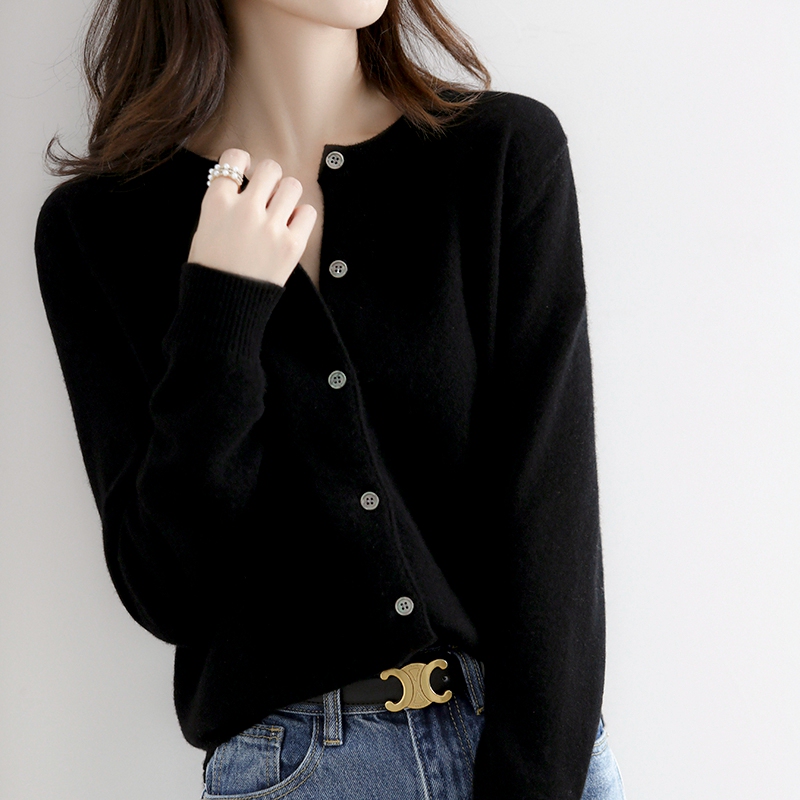 Knitted Cardigan Sweater Jacket for Women, Short Style, New Spring and Autumn Model, Slim Fit, Chanel-Style, Round Neck, Base Layer, Suitable for Commuting