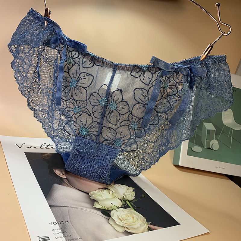 emwz European and American seamless light and comfortable lace panties feminine transparent ladies briefs pure cotton file