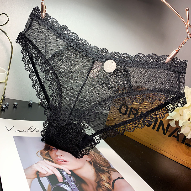 EMWZ underwear women's thin section sexy girl lace edge mesh cotton bottom crotch low waist ladies trousers