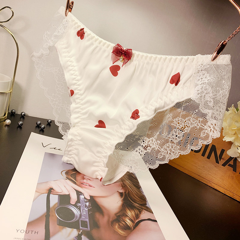 emwz panties feminine cotton file girl mid-waist briefs comfortable and breathable large size cute triangle safety pants