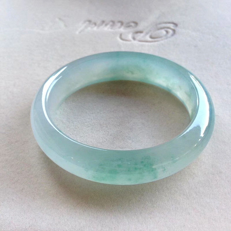 Natural Burmese Burmese old pit A round strip jadeite bracelet ice species floating flowers moisturizing positive circle jade bracelet for children with certificate