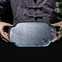 Su Xi Tianqing glass showerhead dry brewing tray Tea tray Water storage household simple size tray Kung Fu tea set