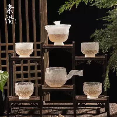 The ancient method of glass frozen and roast six sets of household tea cups and tea cups, good cups, kung fu tea sets