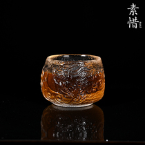 Glass single cup pure hand-made frozen burning Master Cup high-end tea cup Zen Chinese style auspicious cloud Qilin Cup Tea Cup