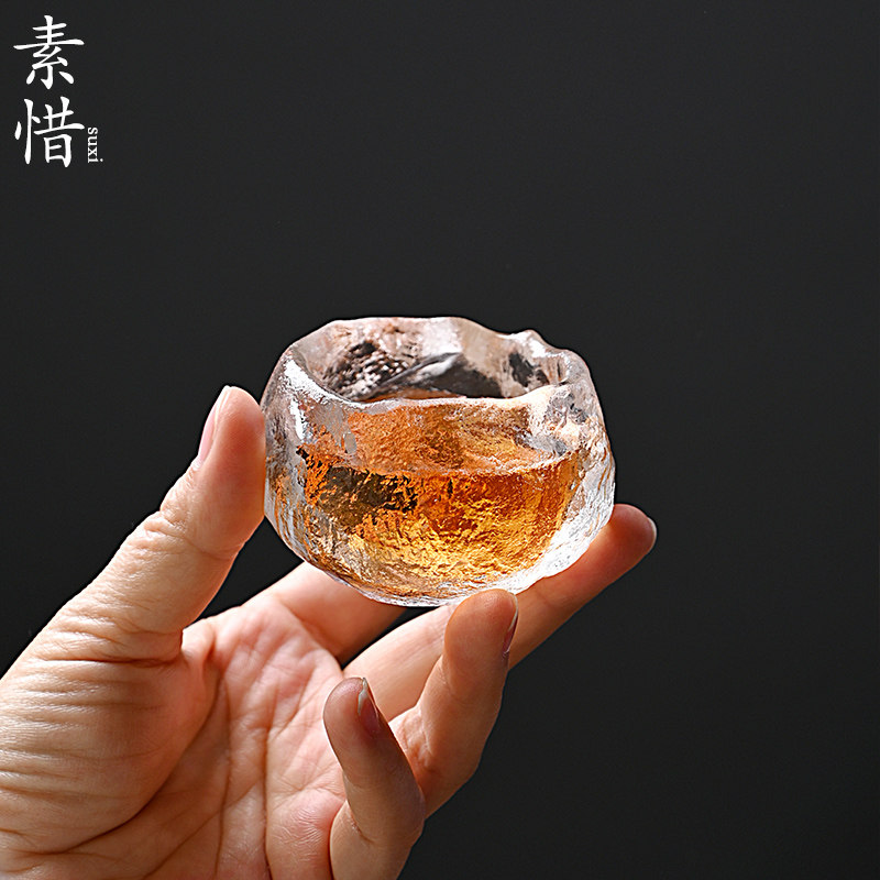 Su Xi on the god cup frozen roasted ancient french glass single cup pure handmade heat-resistant master cup tasting cup kung fu tea cup