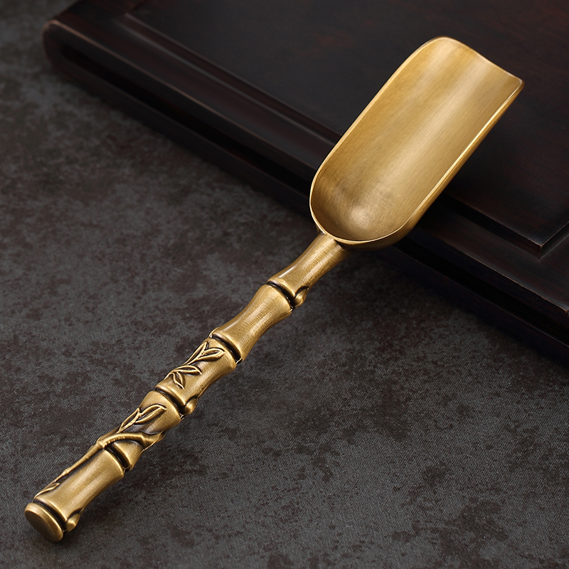 Pure copper tea spoon tea spatula high-grade tea set accessories take tea leaves tools take tea dispenser tea spoon tea spoon tea spoon tea spoon