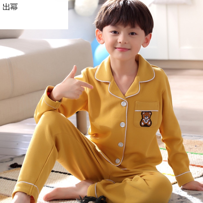 Mens giữa và trẻ em cũ bộ mùa thu mùa xuân dài tay bông chàng trai mùa hè Pyjama học sinh trung học cơ sở 11-20 tuổi.