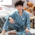 Mens giữa và trẻ em cũ bộ mùa thu mùa xuân dài tay bông chàng trai mùa hè Pyjama học sinh trung học cơ sở 11-20 tuổi. 