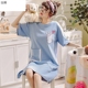 Bộ đồ ngủ nữ mùa hè đồ ngủ cotton nữ sinh phim hoạt hình dễ thương Hàn Quốc phiên bản của womens dài có thể mặc một chiếc váy nhà.