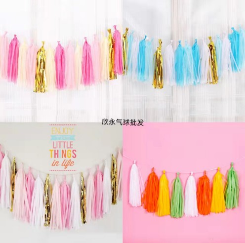 Glossy aluminum foil paper tassel balloon colorful tassel holiday decoration supplies birthday party pull flower arrangement