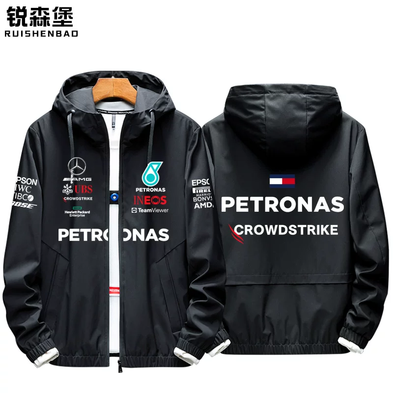 Куртка реплика команды Mercedes AMG Horse Oil F1 Team Racing осень и зима, мужская, тонкий флис, тренировки