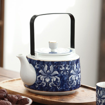 Blue and white porcelain Jingdezhen ceramic teapot household lifting pot gold large Chinese style Japanese kettle large capacity single pot