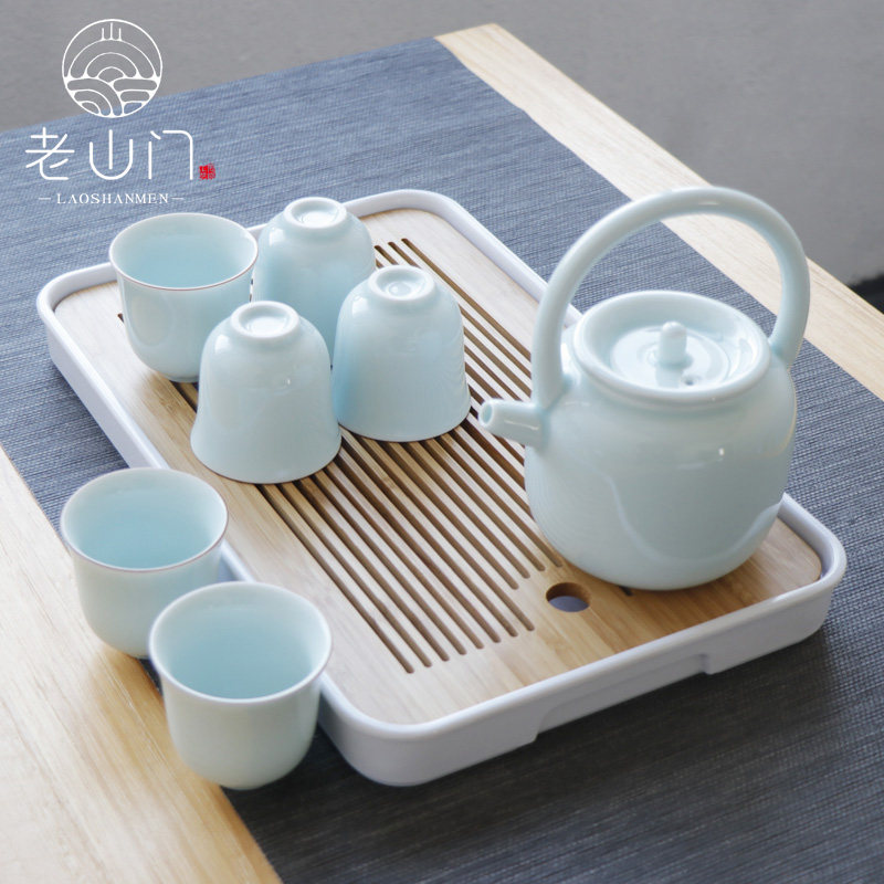 Japanese style simple style ceramic tea set Household tea pot Tea cup set a pot six cups gift box