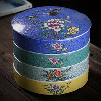 Ceramic tea leaf pot Pu-erh tea storage tank multilayer tea cake containing box Home Jingdezhen pickpocketing large number of tea house