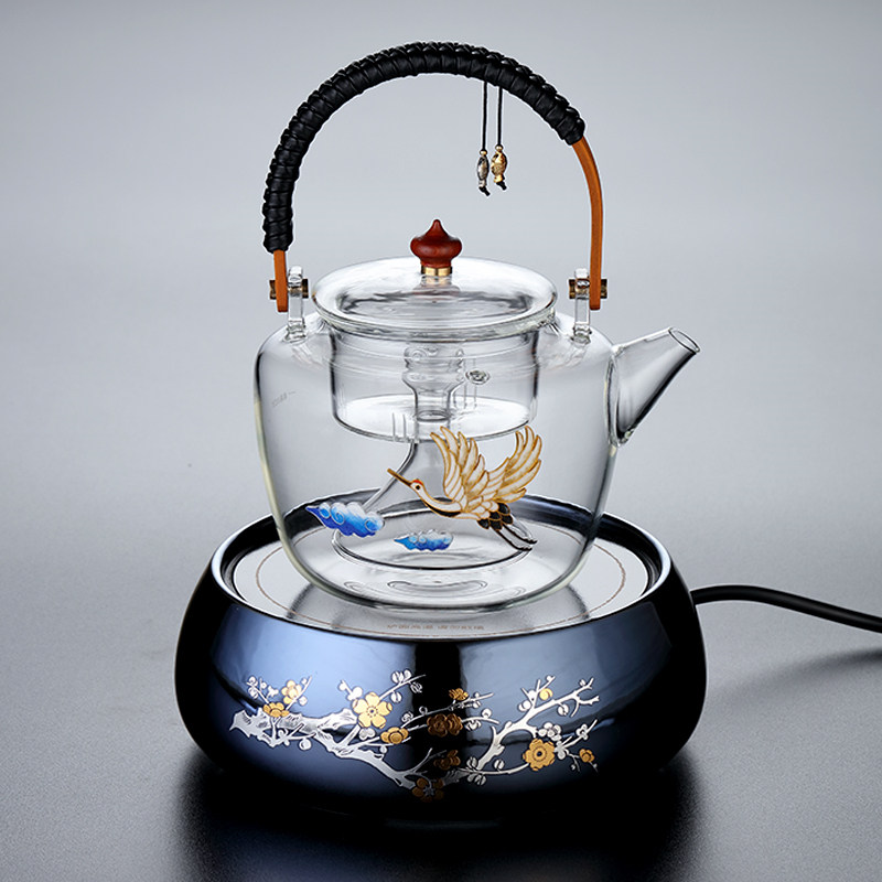 Jing Tai Blue Thickened Heat Resistant Tea Maker Home Electric Pottery Stove Cooking Tea Ware Glass Steam Cooking Kettle Large Capacity Suit