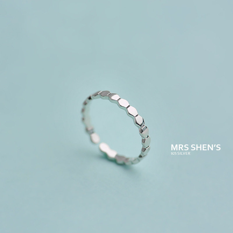 925 silver and American hexagon personality welding opening ring female minimalist about sexy 100 hitchhiking-Taobao