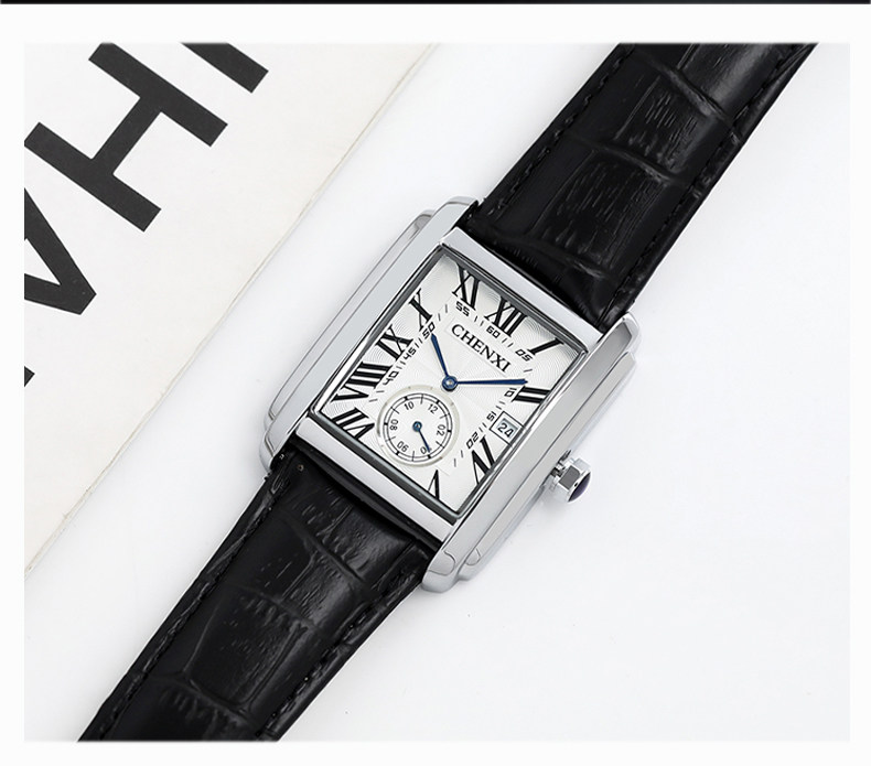 Tank Series Square Youth Fashion Trend Men's Roman Waterproof Real Belt Brand Watch_voghion.com