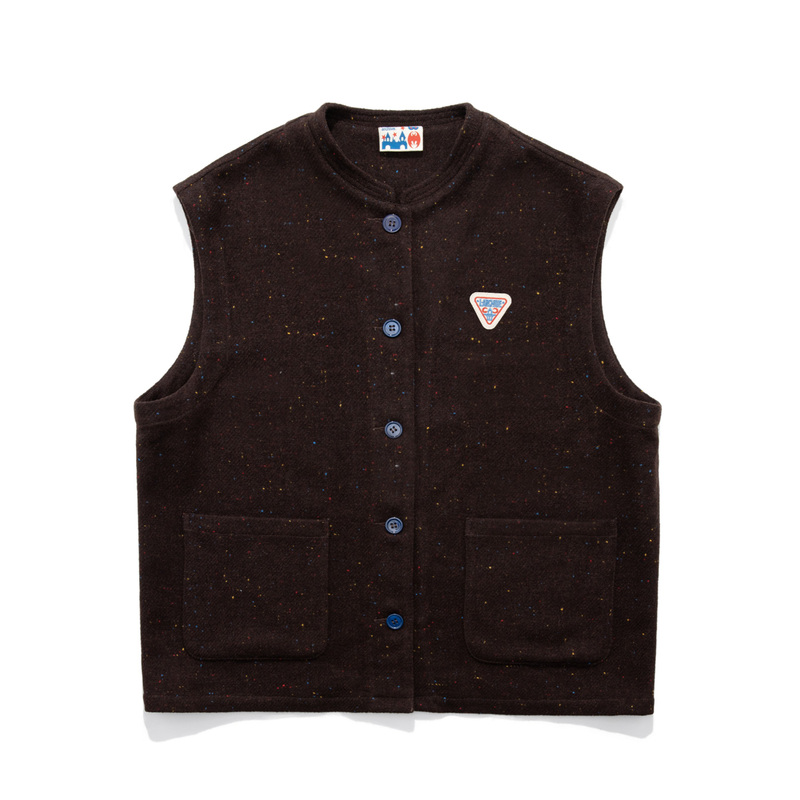 Luckup Archive Japanese Retro Colorful Dot Wool Blend Vest Unisex Embroidered Logo Vest