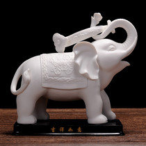 Traditional ceramic white elephant Ruyi crafts office living room desktop ornaments auspicious Ruyi open gift gifts